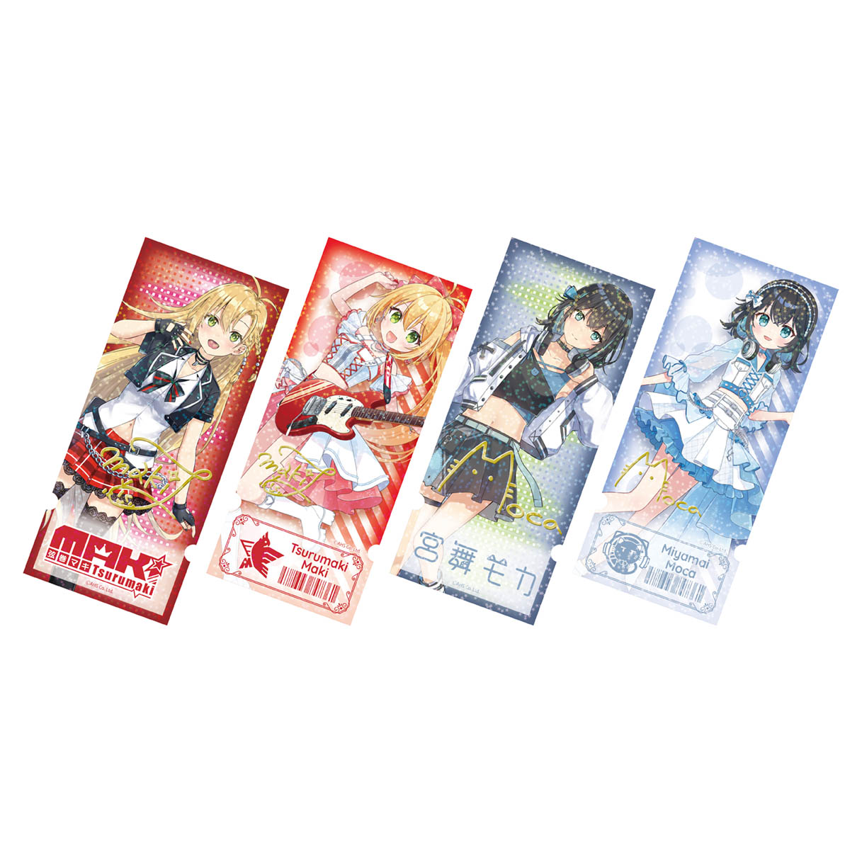 弦巻マキ&宮舞モカ　きらきらチケット風カード　4種セット